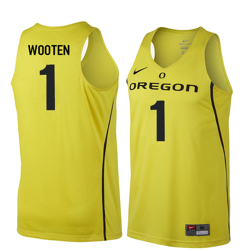 Men #1 Kenny Wooten Oregon Ducks College Basketball Jerseys Sale-Yellow